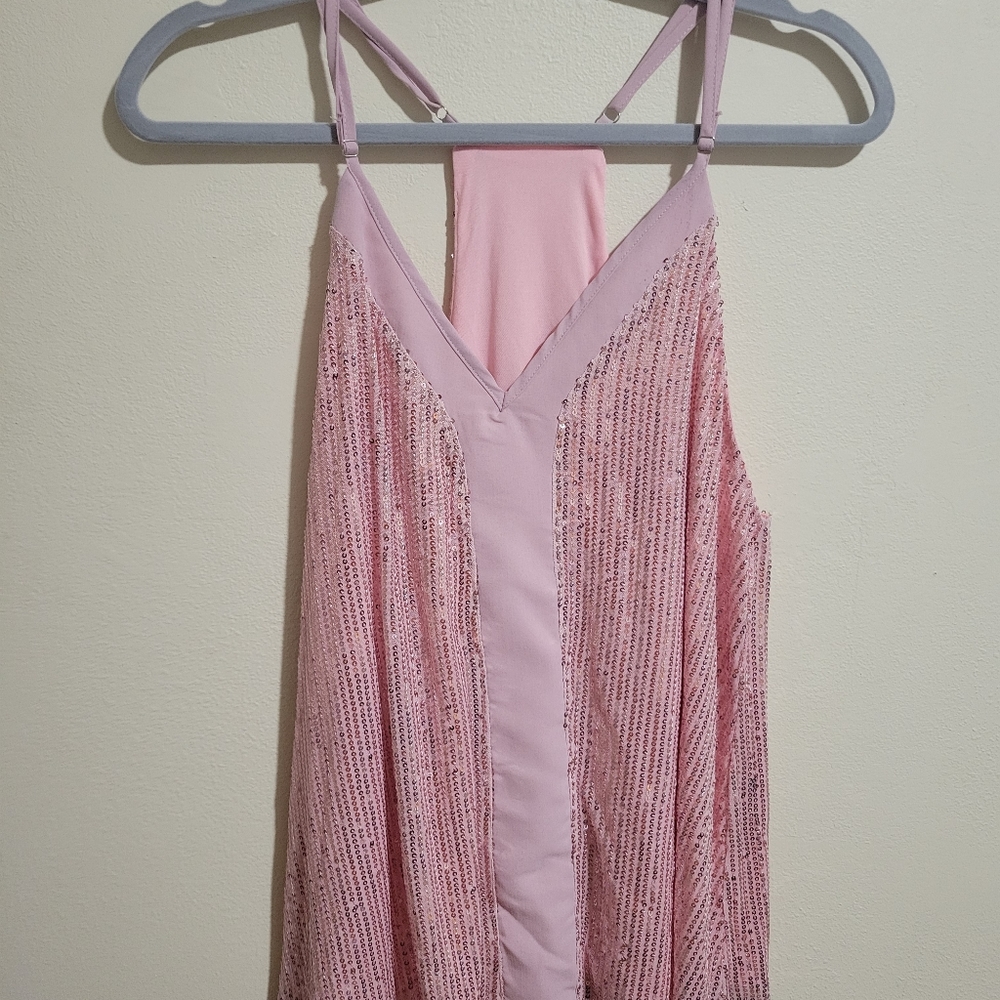 Pink sequin tank top